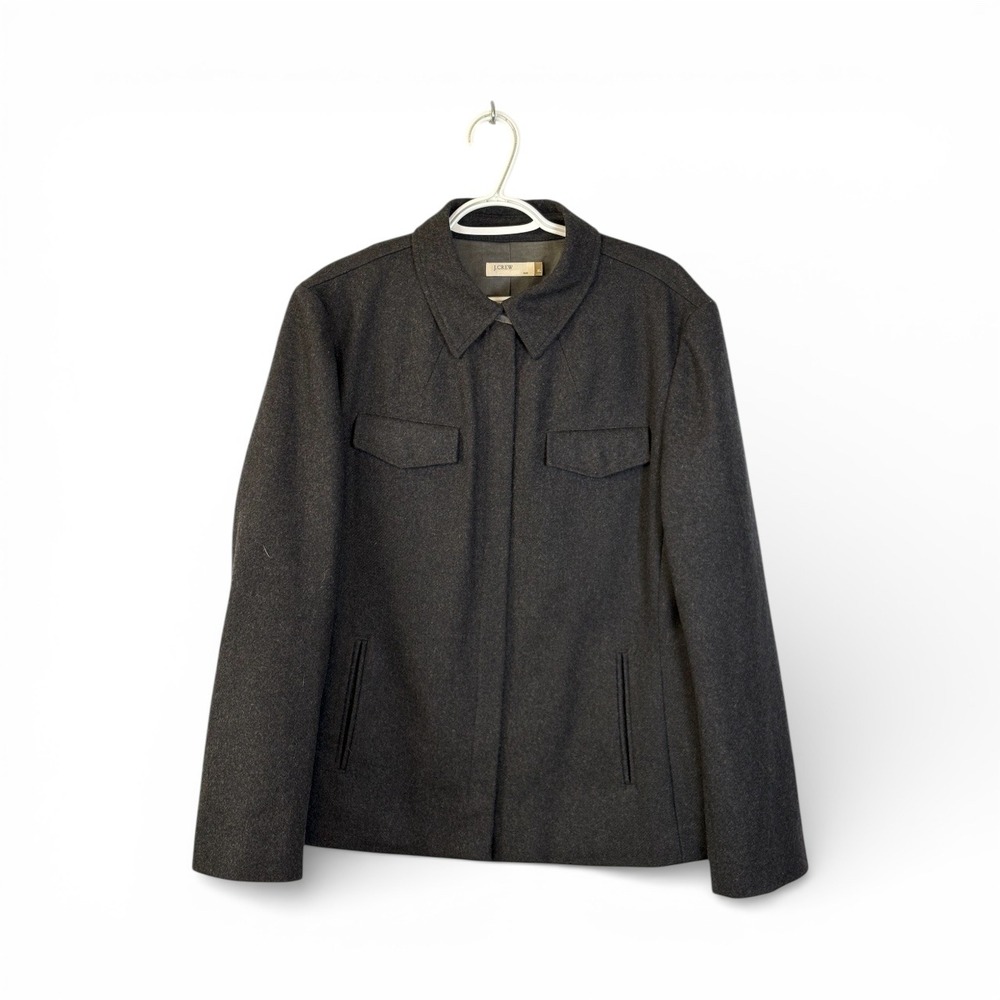 J Crew Women's Dark Gray Wool‎ Blend Utility Jacket Size XL